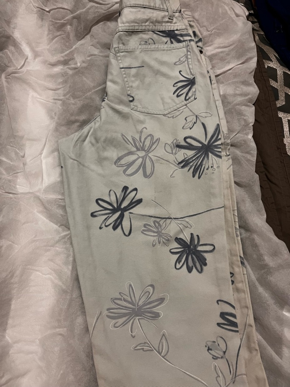Floral Print Straight-Leg Pants in Light Green
